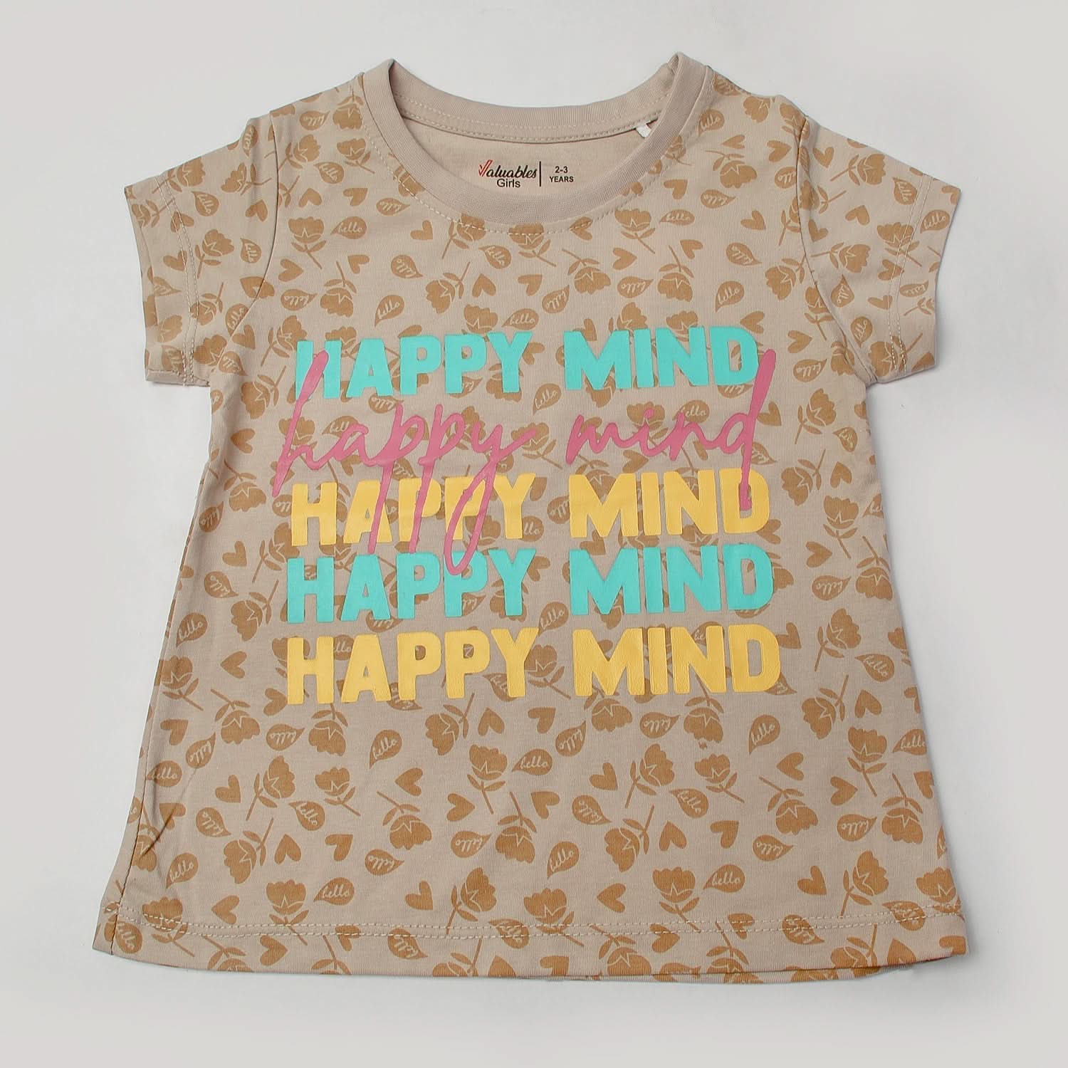 Girl's Half Sleeves T-Shirt - Light Brown, Girls T-Shirts, Chase Value, Chase Value
