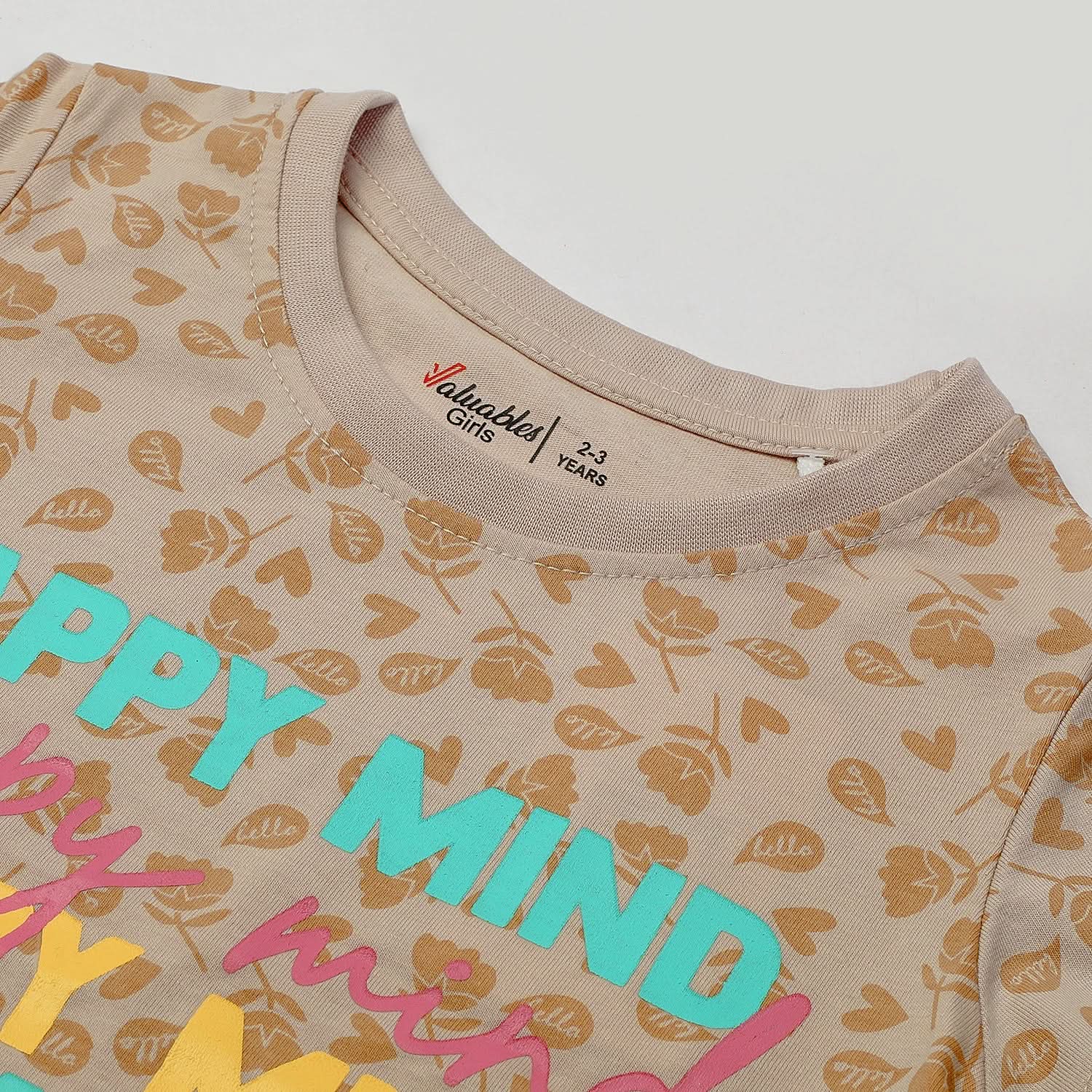Girl's Half Sleeves T-Shirt - Light Brown, Girls T-Shirts, Chase Value, Chase Value