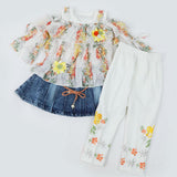Girls 3Pcs Suit - Yellow, Girls Suits, Chase Value, Chase Value