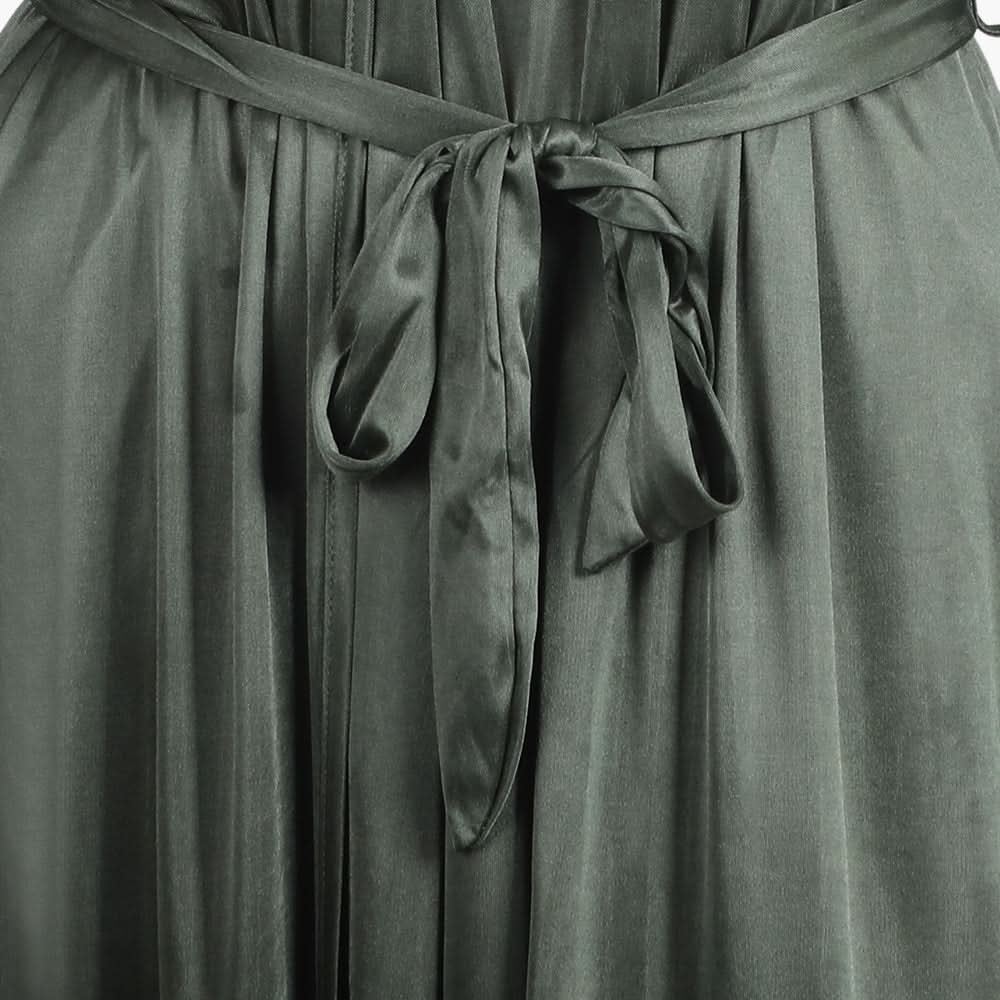 Women's 3Pcs Elegant Satin Sleepwear Set with Lace Long Nighty -Green, Women Night Suit, Chase Value, Chase Value
