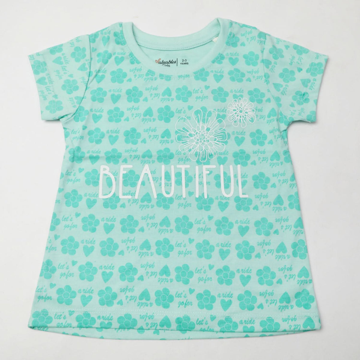 Girl's Half Sleeves T-Shirt - Cyan, Girls T-Shirts, Chase Value, Chase Value