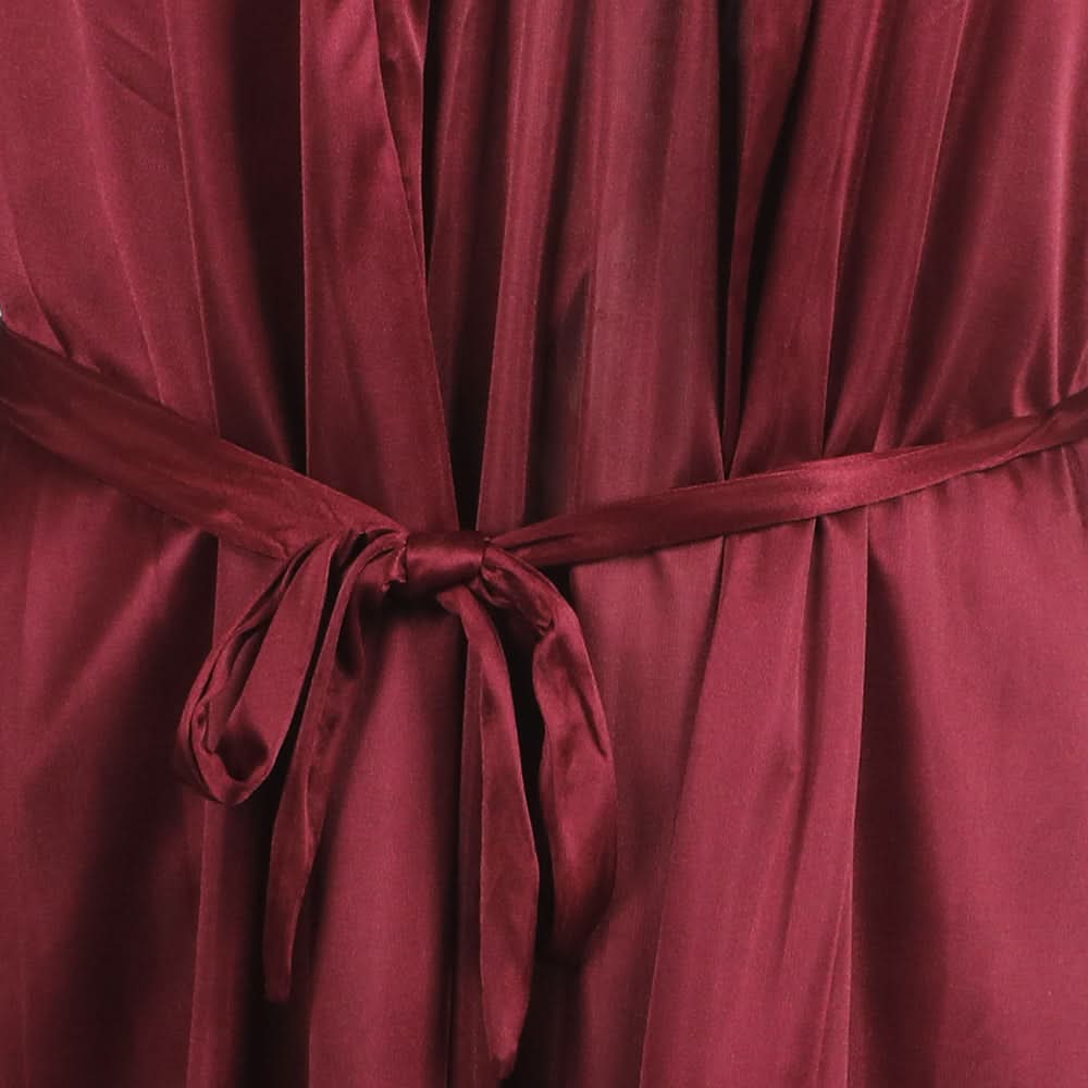 Women's 3Pcs Long Nighty - Maroon, Women Night Suit, Chase Value, Chase Value