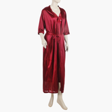 Women's 3Pcs Long Nighty - Maroon, Women Night Suit, Chase Value, Chase Value