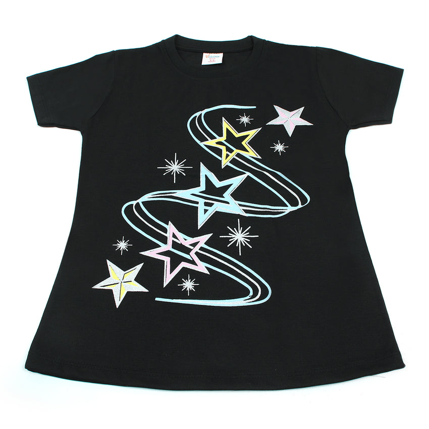 Girls Half Sleeves T-Shirt - Black
