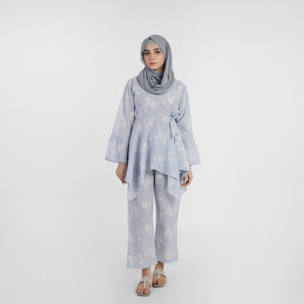 Women's Printed Cut Daman Western Co-Ord Set - Blue, Women Co-Ord Set, Chase Value, Chase Value