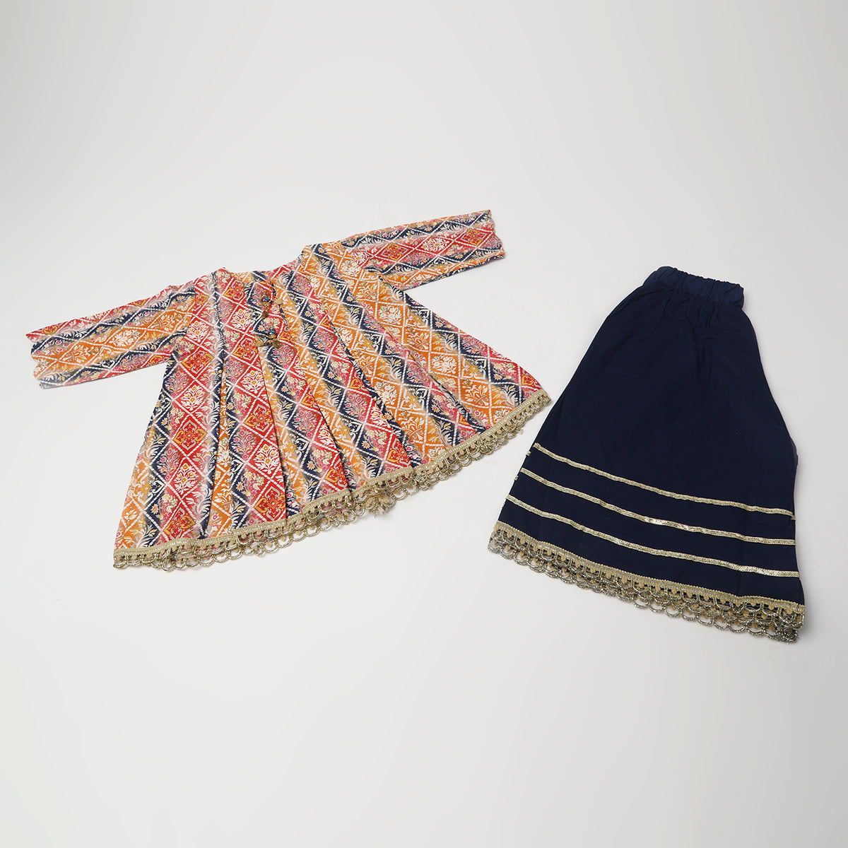 Girls Shalwar Suit 2Pcs - Navy Blue, Girls Shalwar Kameez, Chase Value, Chase Value