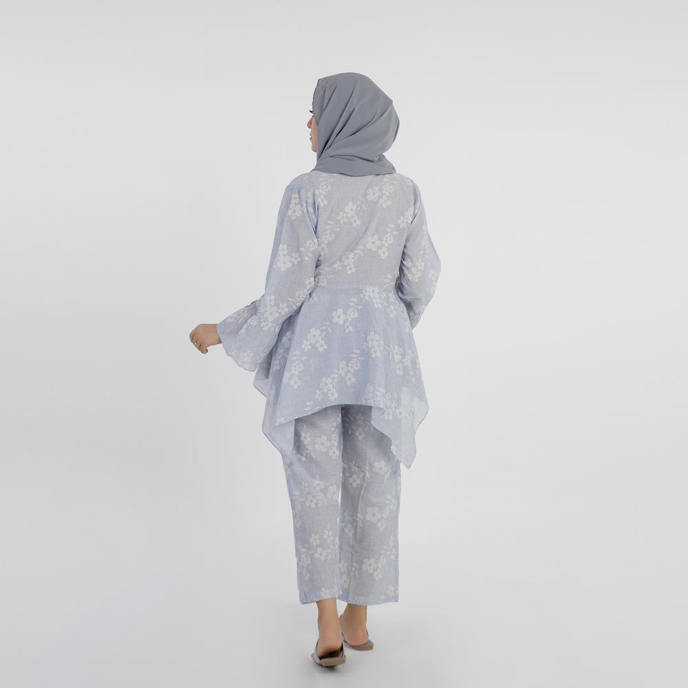 Women's Printed Cut Daman Western Co-Ord Set - Blue, Women Co-Ord Set, Chase Value, Chase Value