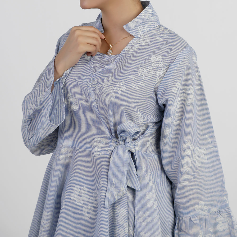 Women's Printed Cut Daman Western Co-Ord Set - Blue, Women Co-Ord Set, Chase Value, Chase Value