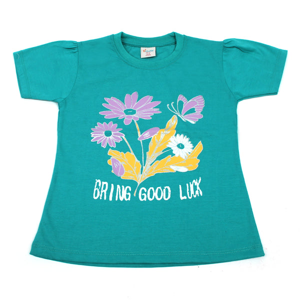 Girls Half Sleeves T-Shirt - Sea Green