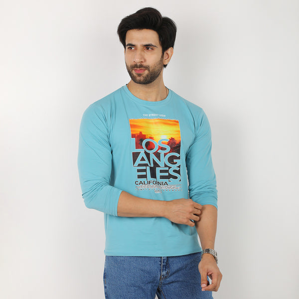 Men's Half Sleeves Printed T-Shirt - Sea Green