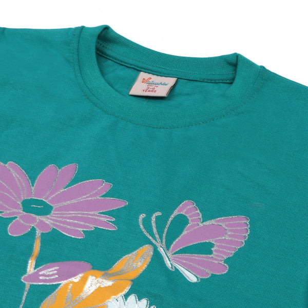 Girls Half Sleeves T-Shirt - Sea Green