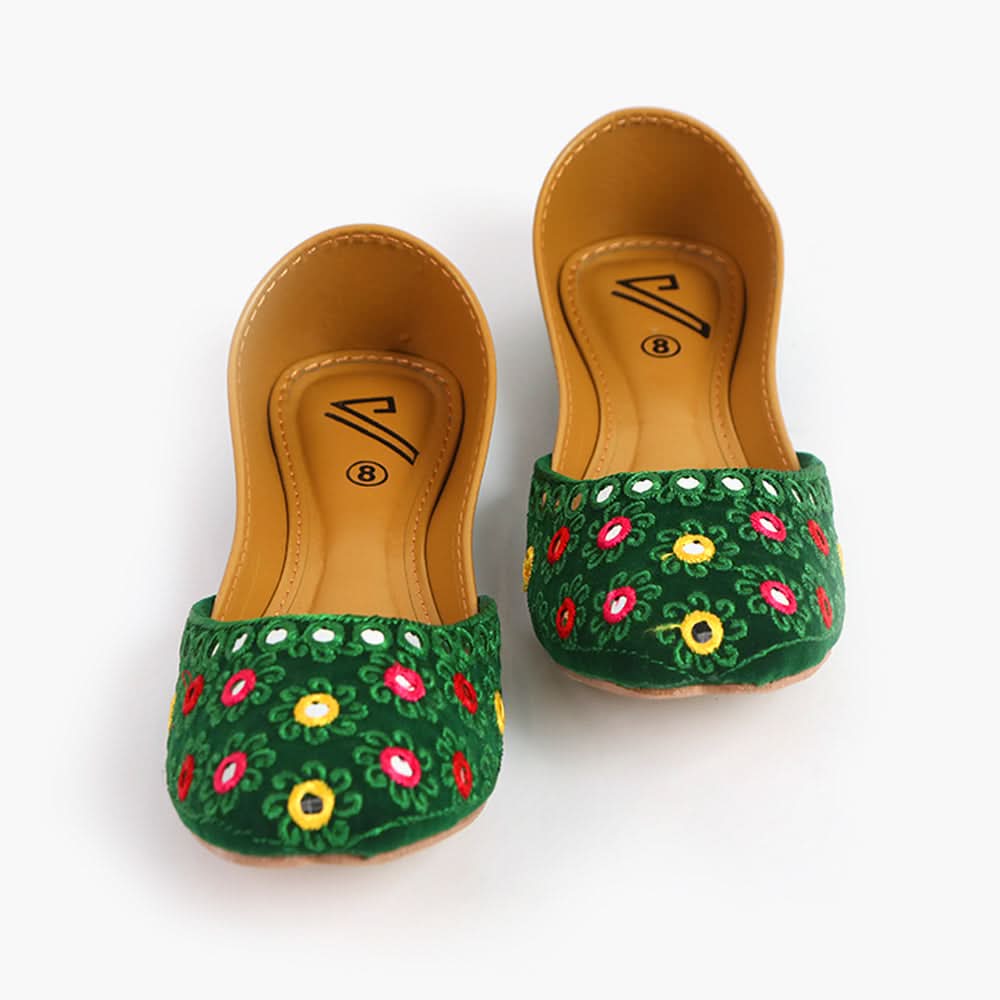 Women's Khussa - Green, Women Pumps, Chase Value, Chase Value