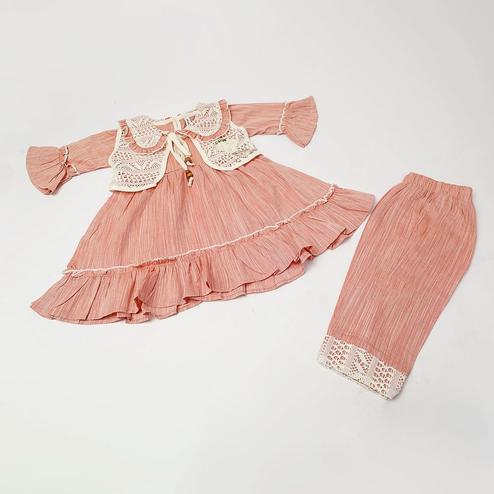 Girls Shalwar Suits - Peach, Girls Shalwar Kameez, Chase Value, Chase Value