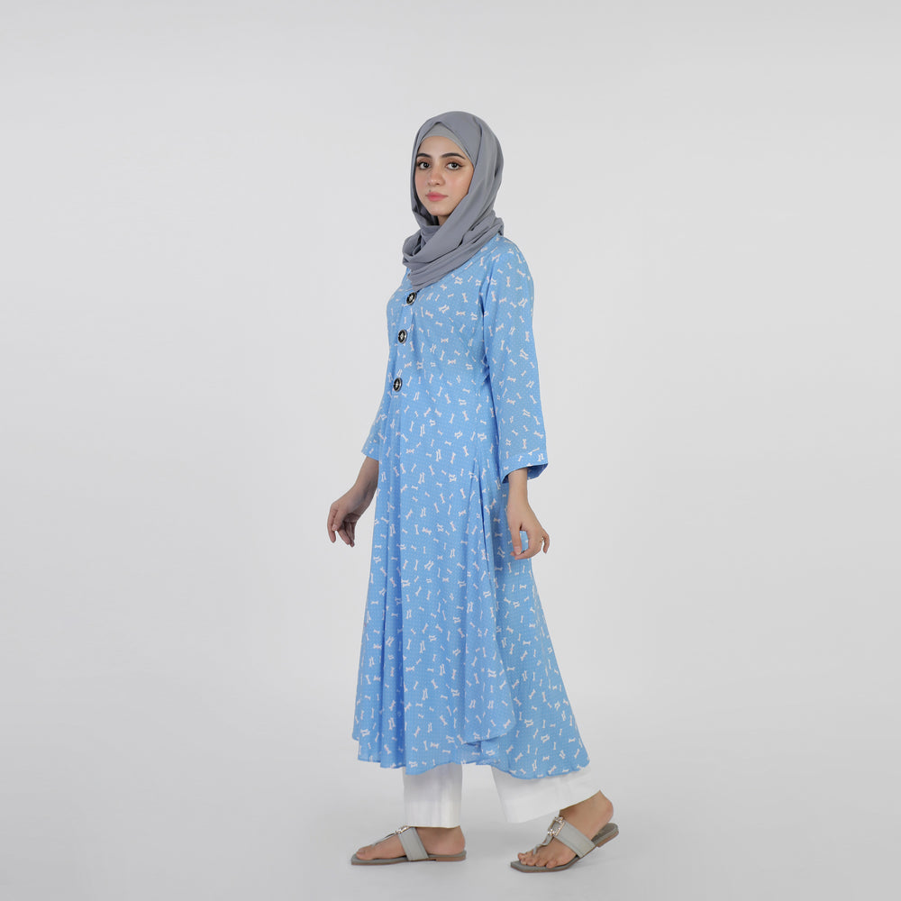 Women's Jalpari Printed Kurti - Sky Blue, Women Ready Kurtis, Chase Value, Chase Value