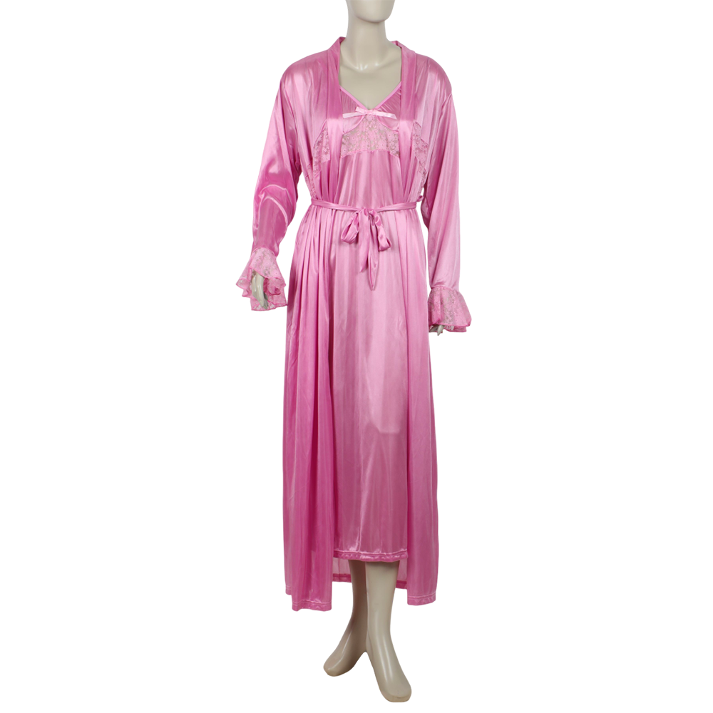 Women's 3Pcs Long Nighty - Light Pink, Women Night Suit, Chase Value, Chase Value