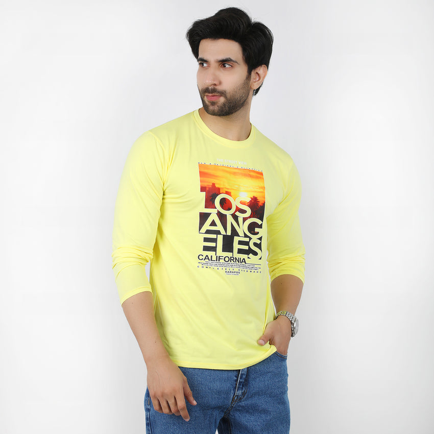 Men's Half Sleeves Printed T-Shirt - Yellow