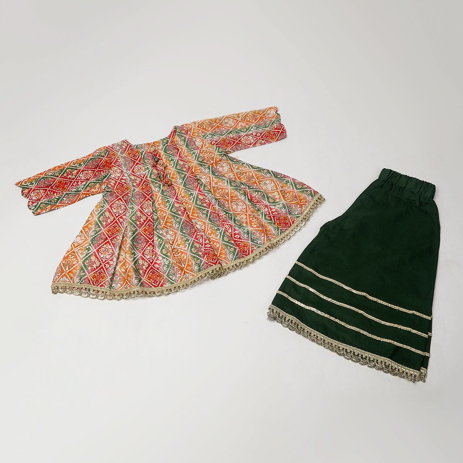 Girls Shalwar Suit 2Pcs - Green, Girls Shalwar Kameez, Chase Value, Chase Value