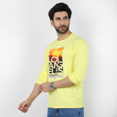 Men's Half Sleeves Printed T-Shirt - Yellow