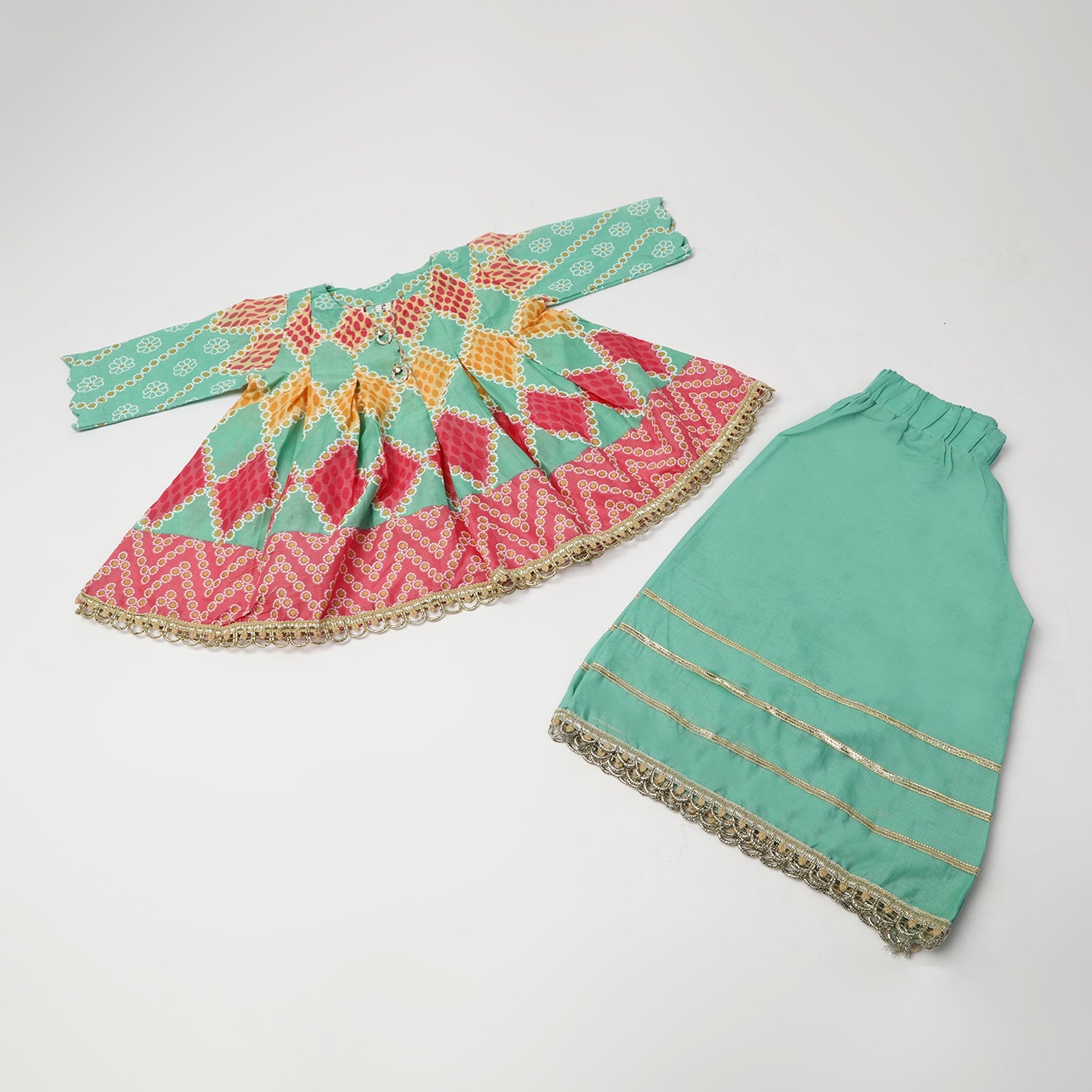 Girls Shalwar Suit 2Pcs - Green, Girls Shalwar Kameez, Chase Value, Chase Value