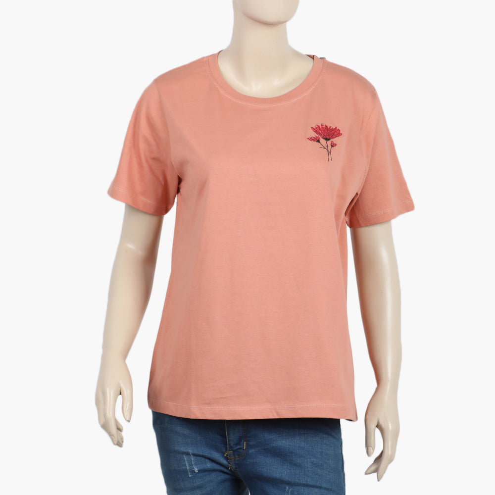 Eminent Women's Half Sleeves Printed T-Shirt - Coral Haze, Women T-Shirts & Tops, Eminent, Chase Value