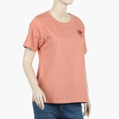 Eminent Women's Half Sleeves Printed T-Shirt - Coral Haze