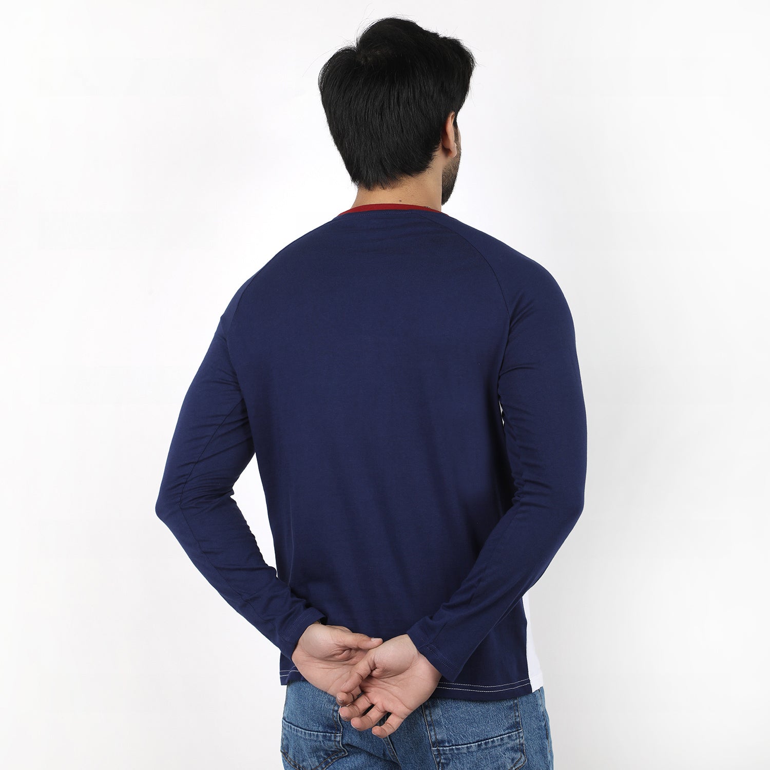 Eminent Men's Round Neck Full Sleeves T-Shirt - Navy Blue & White, Men's T-Shirts & Polos, Eminent, Chase Value