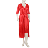 Women's 3Pcs Long Nighty - Red, Women Night Suit, Chase Value, Chase Value