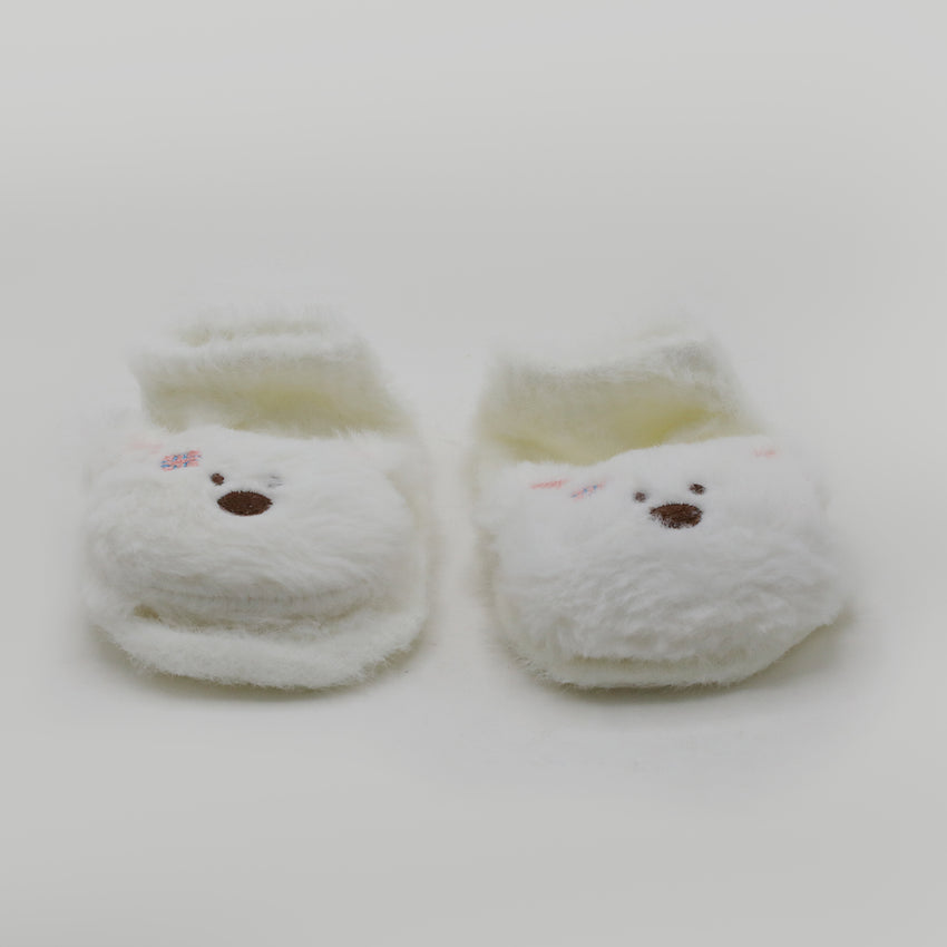 Newborn Fur Silicon Socks - Off White