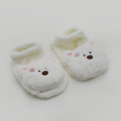 Newborn Fur Silicon Socks - Off White