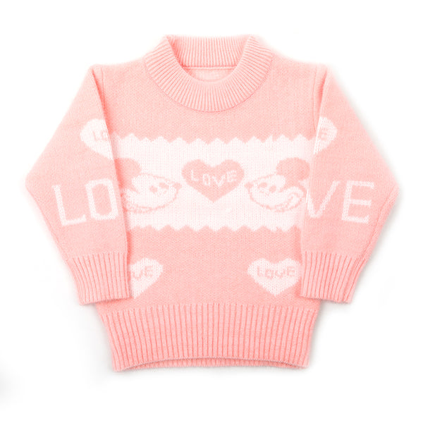 Girls Full Sleeves Sweater - Peach