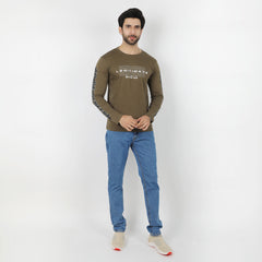 Eminent Men's Round Neck Full Sleeves T-Shirt - Olive Green