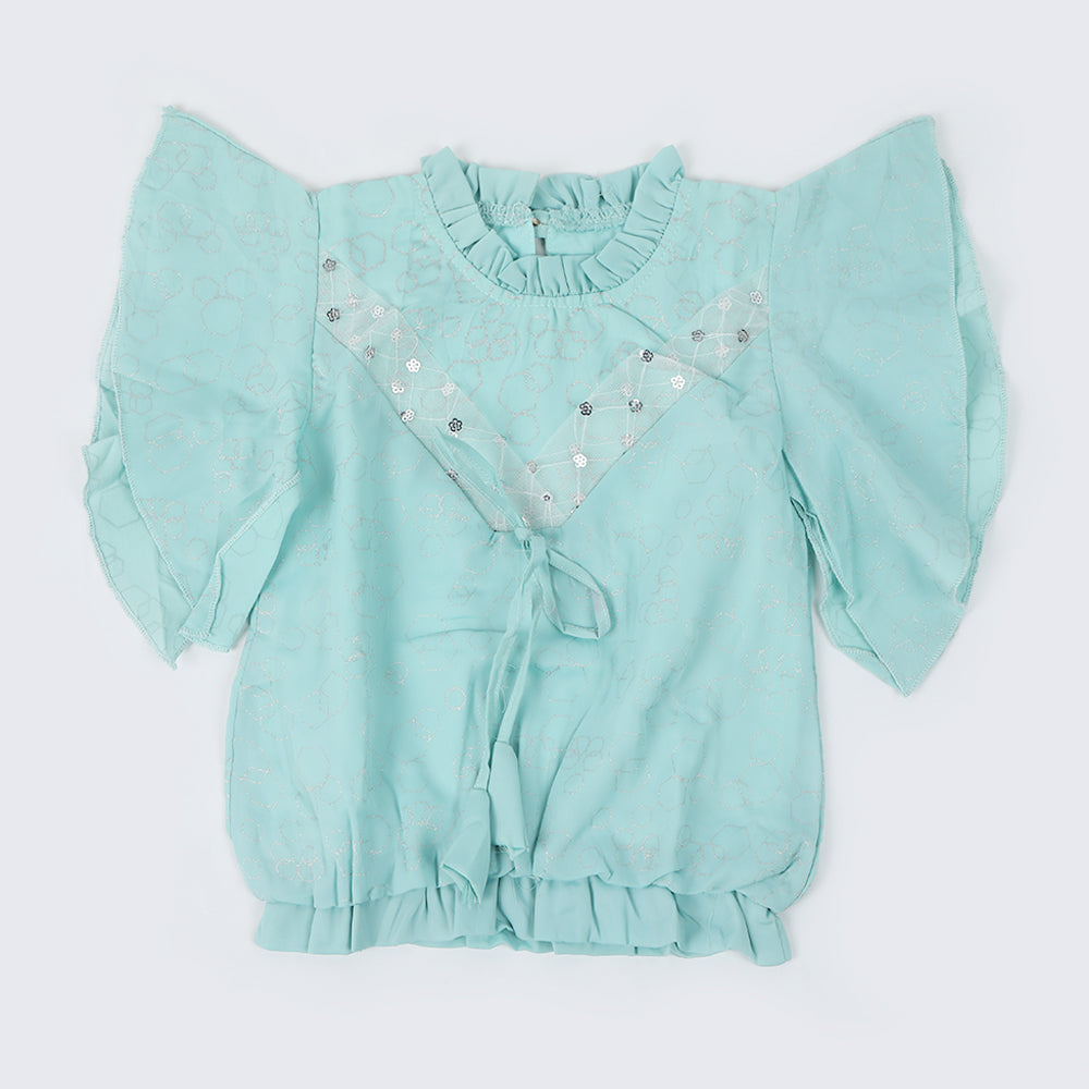 Girls Western Top - Cyan, Girls Tops, Chase Value, Chase Value