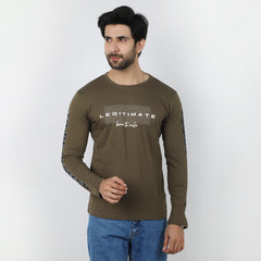 Eminent Men's Round Neck Full Sleeves T-Shirt - Olive Green