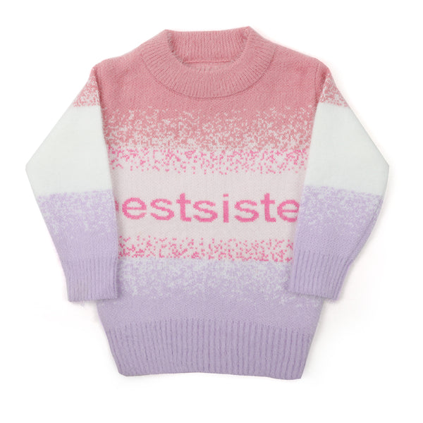 Girls Full Sleeves Sweater - Tea Pink