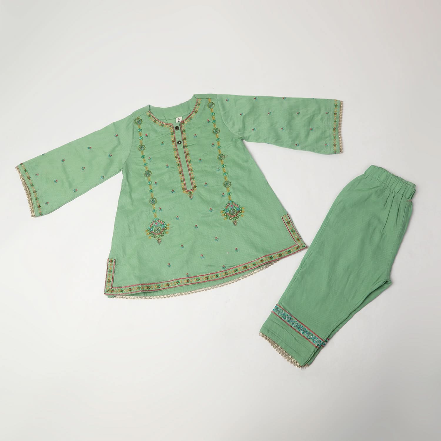 Girls Shalwar Suit 2Pcs - Green, Girls Shalwar Kameez, Chase Value, Chase Value