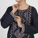 Women's Embroidered Kurti - Navy Blue, Women Ready Kurtis, Chase Value, Chase Value