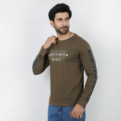 Eminent Men's Round Neck Full Sleeves T-Shirt - Olive Green