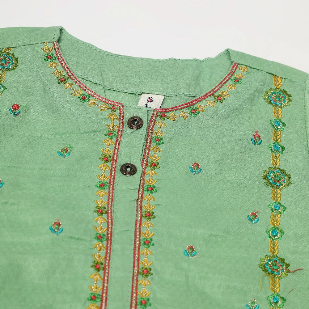 Girls Shalwar Suit 2Pcs - Green, Girls Shalwar Kameez, Chase Value, Chase Value