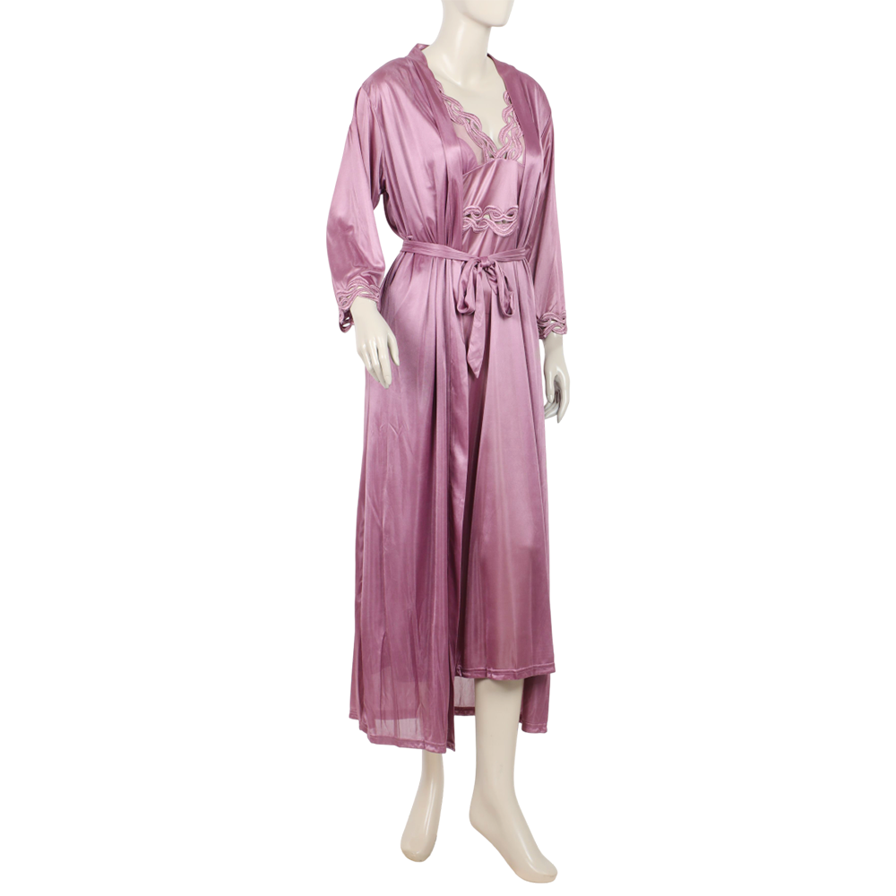 Women's 3Pcs Long Nighty - Light Purple, Women Night Suit, Chase Value, Chase Value