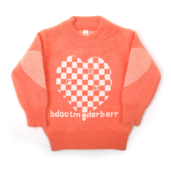 Girls Full Sleeves Sweater - Orange