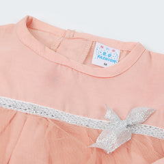 Newborn Girls Half Sleeves Suit - Peach