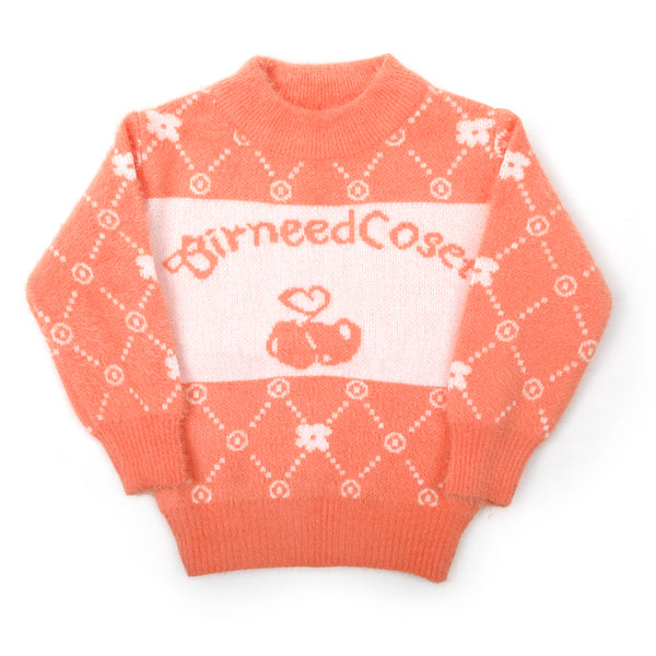 Girls Full Sleeves Sweater - Orange