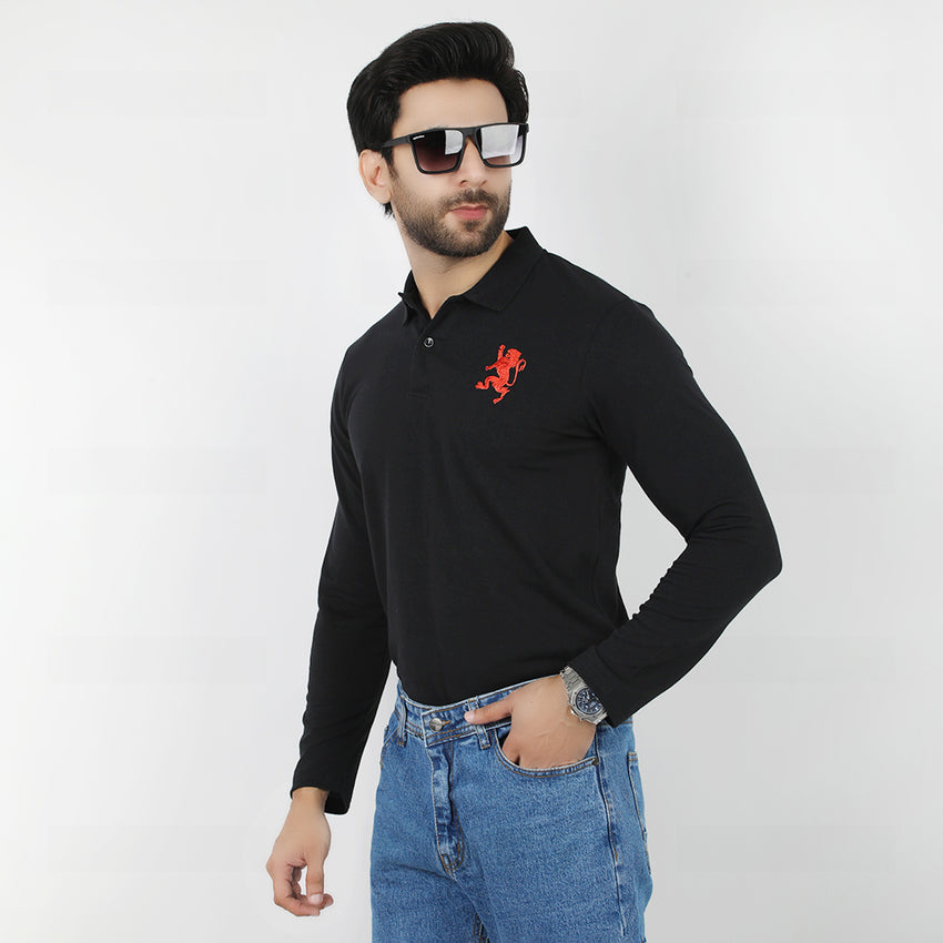 Men's Full Sleeves Polo T-Shirt - Black