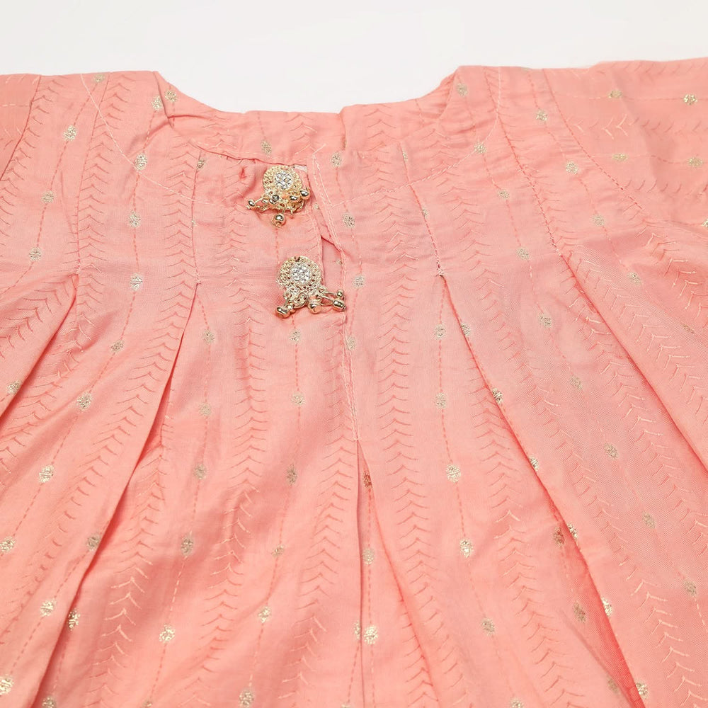 Girls Shalwar Suit 2Pcs - Peach, Girls Shalwar Kameez, Chase Value, Chase Value