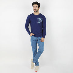 Eminent Men's Round Neck Full Sleeves T-Shirt - Navy Blue