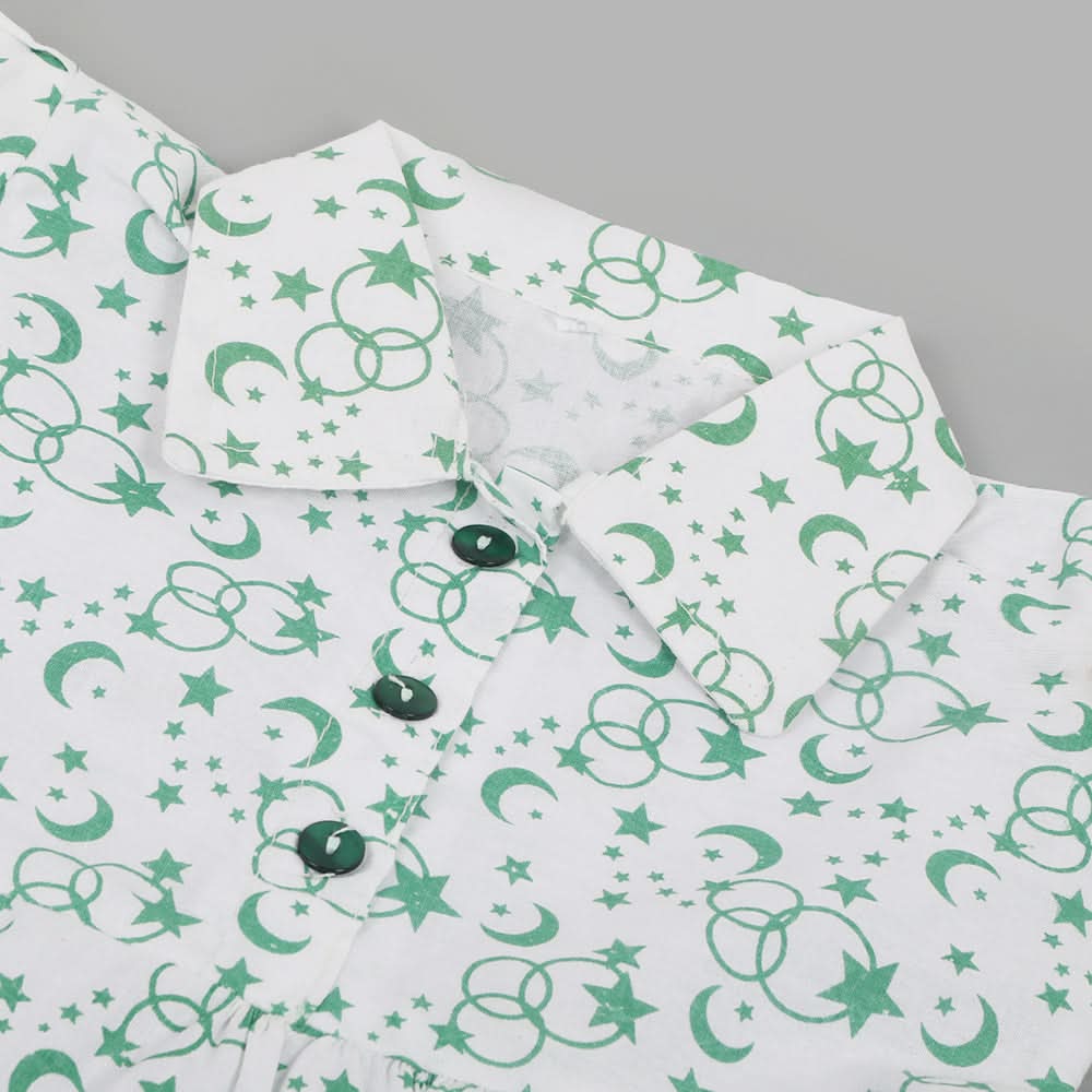 Girls Independence Day Frock - Green & White, Girls Frocks, Chase Value, Chase Value