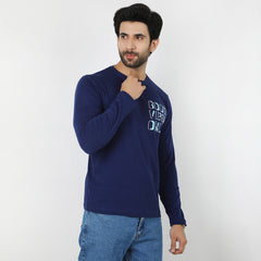 Eminent Men's Round Neck Full Sleeves T-Shirt - Navy Blue