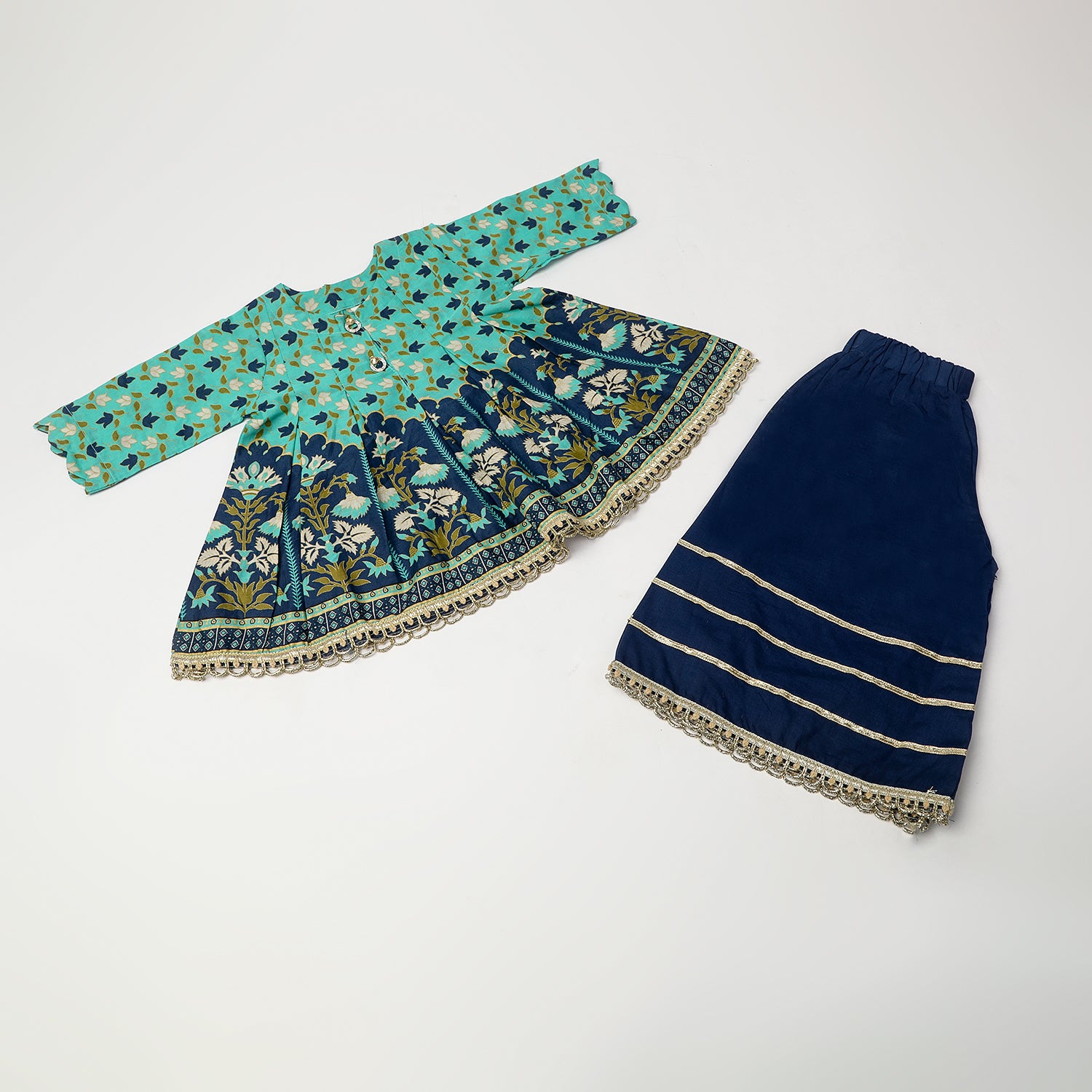 Girls Shalwar Suit 2Pcs - Sea Green, Girls Shalwar Kameez, Chase Value, Chase Value