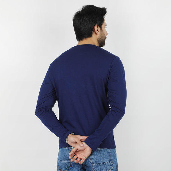 Eminent Men's Round Neck Full Sleeves T-Shirt - Navy Blue