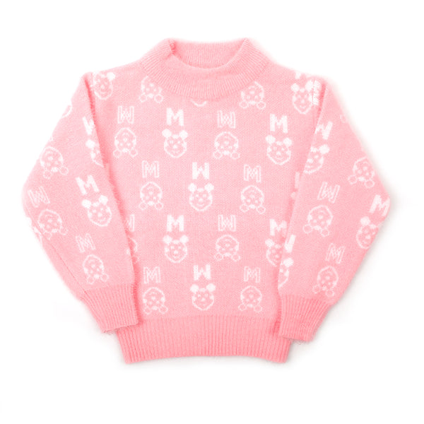 Girls Full Sleeves Sweater - Baby Pink